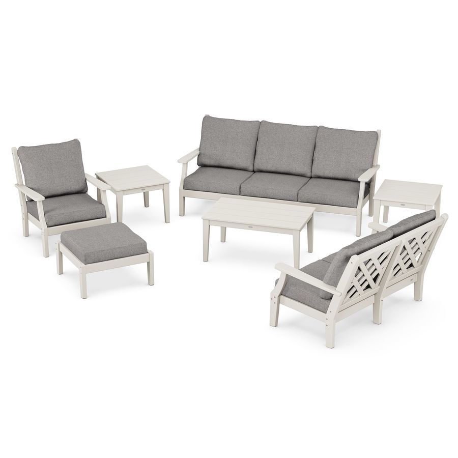 POLYWOOD Wovendale 7-Piece Deep Seating Set in Sand / Grey Mist