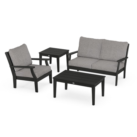 POLYWOOD Braxton 4-Piece Deep Seating Set in Black / Grey Mist
