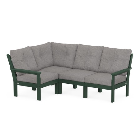 POLYWOOD Vineyard 4-Piece Sectional in Green / Grey Mist