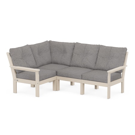 POLYWOOD Vineyard 4-Piece Sectional in Sand / Grey Mist