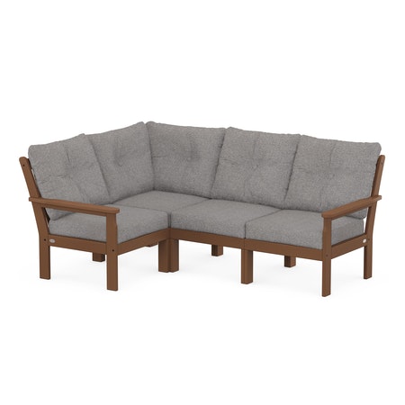 POLYWOOD Vineyard 4-Piece Sectional in Teak / Grey Mist