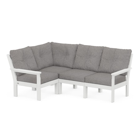 POLYWOOD Vineyard 4-Piece Sectional in White / Grey Mist