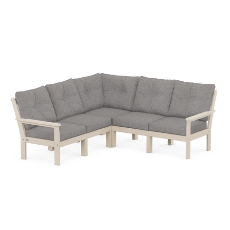 POLYWOOD Vineyard 5-Piece Sectional in Sand / Grey Mist