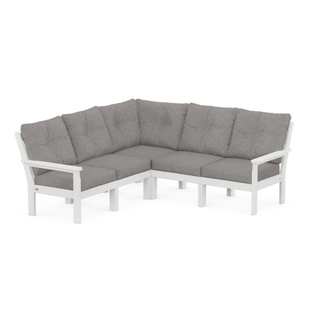 POLYWOOD Vineyard 5-Piece Sectional in White / Grey Mist