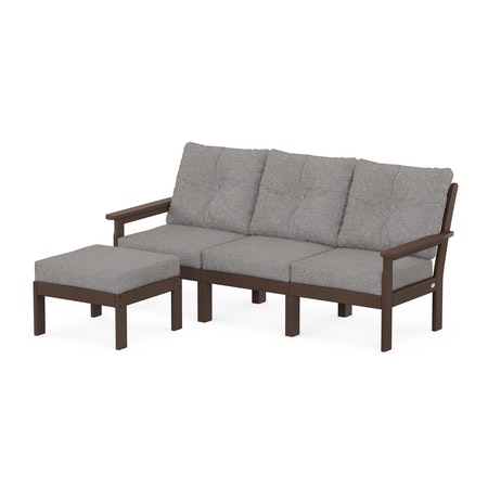 Vineyard 4-Piece Sectional with Ottoman in Mahogany / Grey Mist