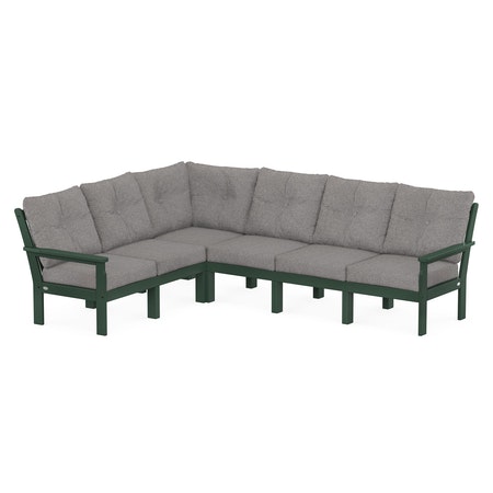 POLYWOOD Vineyard 6-Piece Sectional in Green / Grey Mist
