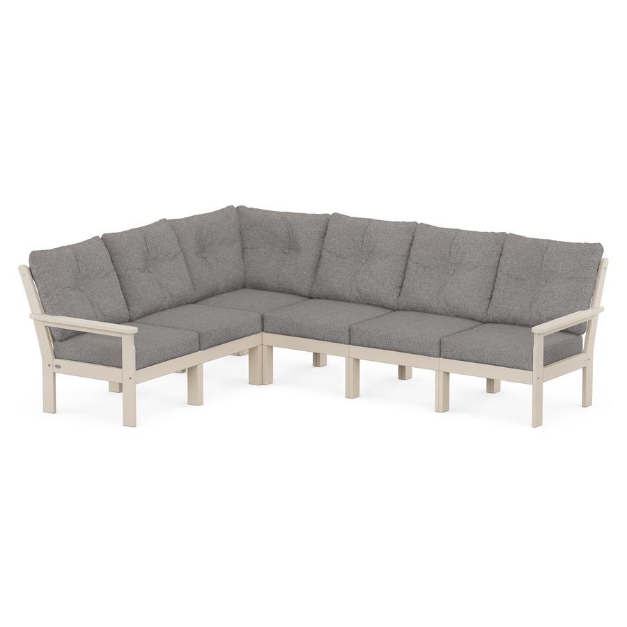 POLYWOOD Vineyard 6-Piece Sectional in Sand / Grey Mist