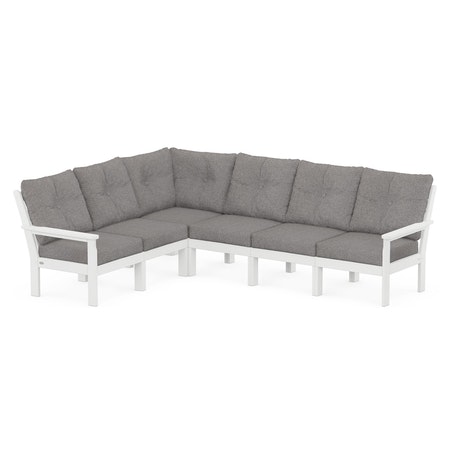 POLYWOOD Vineyard 6-Piece Sectional in White / Grey Mist