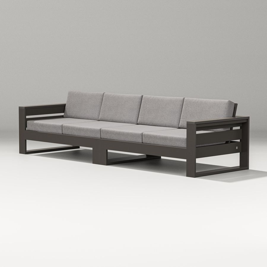 POLYWOOD Latitude Straight Sectional in Vintage Coffee / Grey Mist