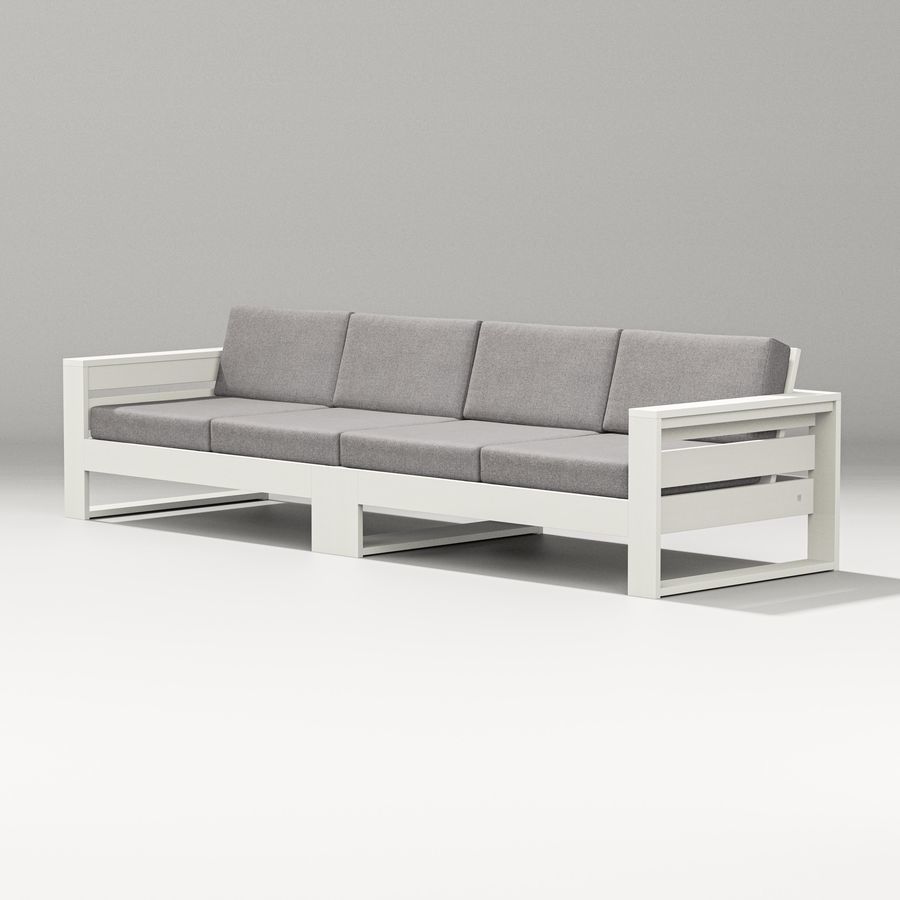 POLYWOOD Latitude Straight Sectional in Vintage White / Grey Mist