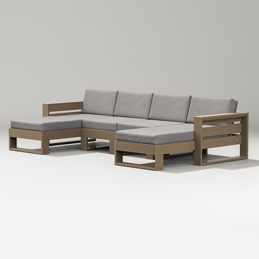 POLYWOOD Latitude Double Chaise Sectional in Vintage Sahara / Grey Mist