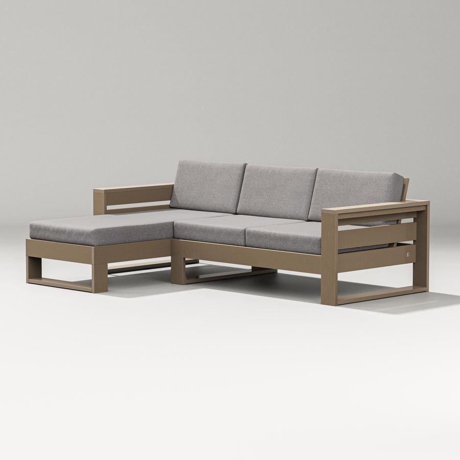 POLYWOOD Latitude Left Chaise Sectional in Vintage Sahara / Grey Mist