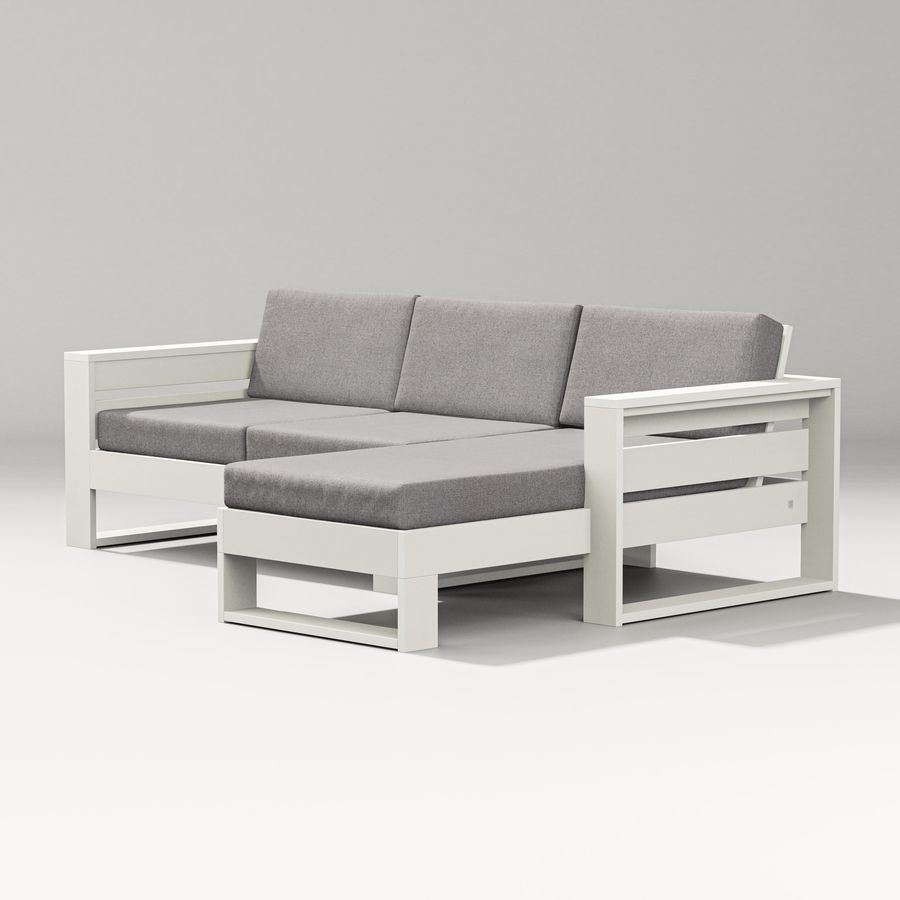 POLYWOOD Latitude Right Chaise Sectional in Vintage White / Grey Mist