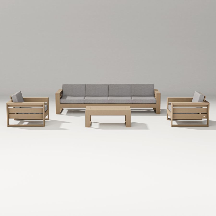POLYWOOD Latitude 5-Piece Lounge Sofa Set in Vintage Sahara / Grey Mist