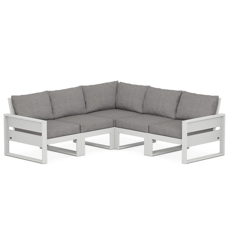 POLYWOOD Eastport 5-Piece Sectional in Classic White / Grey Mist