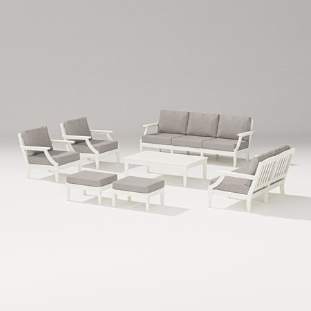 Estate 7-Piece Lounge Sofa Set in Vintage White / Weathered Tweed