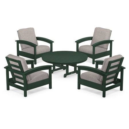 Rockport 5-Piece Deep Seating Set in Rainforest Canopy / Weathered Tweed