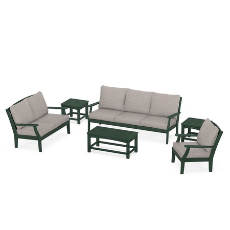Yacht Club 6-Piece Deep Seating Set in Rainforest Canopy / Weathered Tweed
