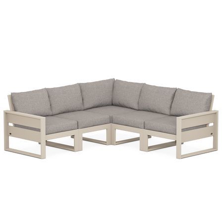 POLYWOOD Eastport 5-Piece Sectional in Sand Castle / Weathered Tweed