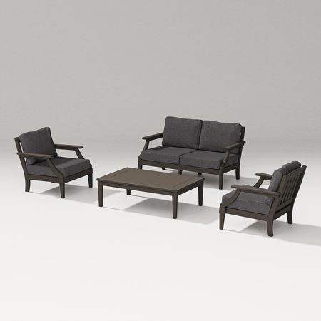 Estate Lounge 4-Piece Loveseat Set in Vintage Coffee / Ash Charcoal