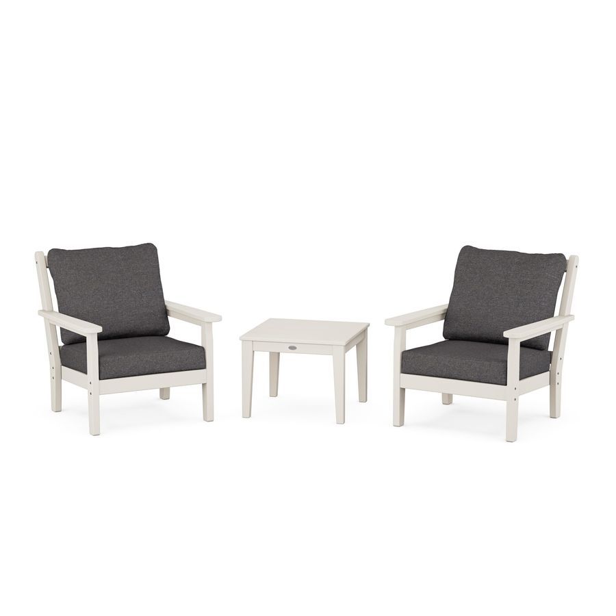 POLYWOOD Chippendale 3-Piece Deep Seating Set in Sand / Ash Charcoal