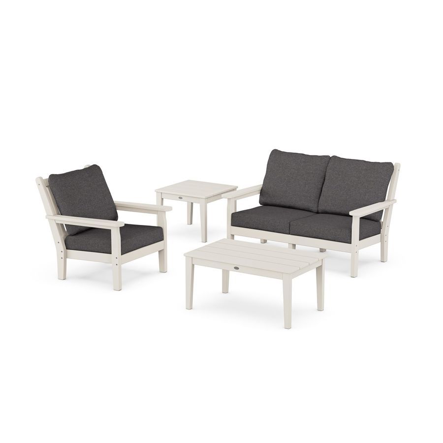 POLYWOOD Chippendale 4-Piece Deep Seating Set in Sand / Ash Charcoal