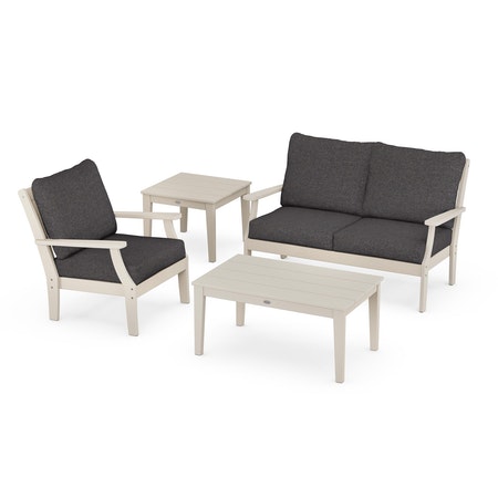 POLYWOOD Braxton 4-Piece Deep Seating Set in Sand / Ash Charcoal