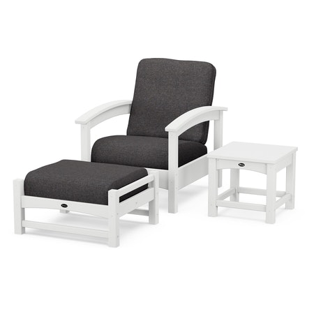 POLYWOOD Rockport 3-Piece Deep Seating Set in Classic White / Ash Charcoal