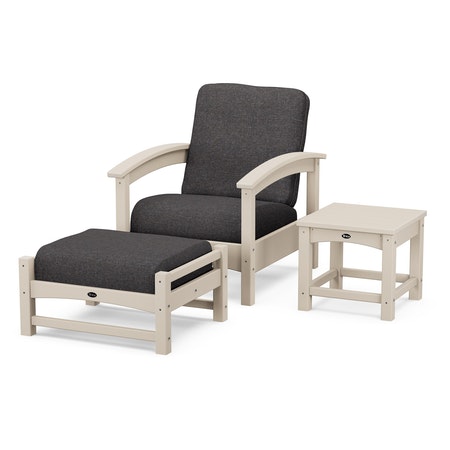 POLYWOOD Rockport 3-Piece Deep Seating Set in Sand Castle / Ash Charcoal