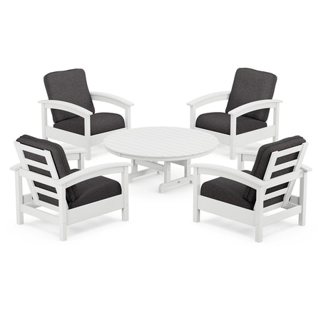 POLYWOOD Rockport 5-Piece Deep Seating Set in Classic White / Ash Charcoal