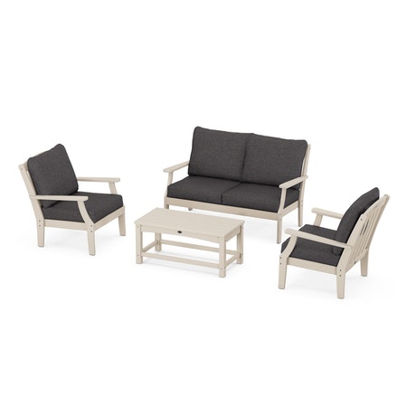 Yacht Club 4-Piece Deep Seating Chair Set in Sand Castle / Ash Charcoal