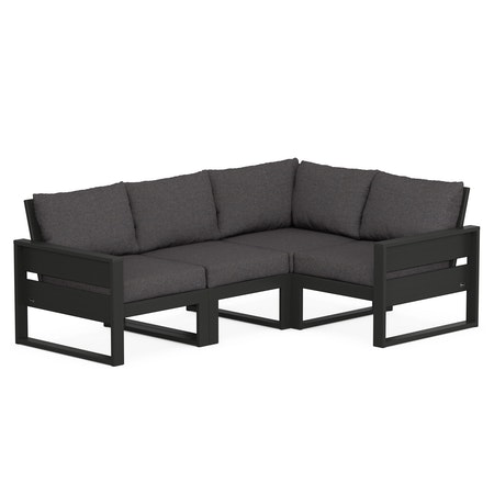 POLYWOOD Eastport 4- Piece Sectional in Charcoal Black / Ash Charcoal