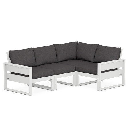 POLYWOOD Eastport 4- Piece Sectional in Classic White / Ash Charcoal