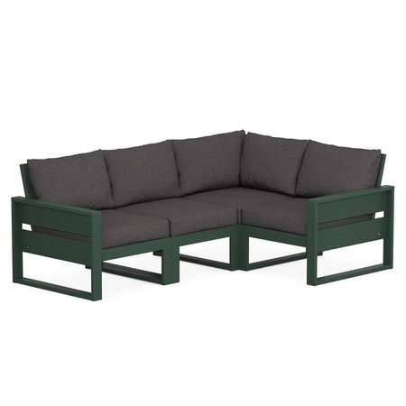 POLYWOOD Eastport 4- Piece Sectional in Rainforest Canopy / Ash Charcoal