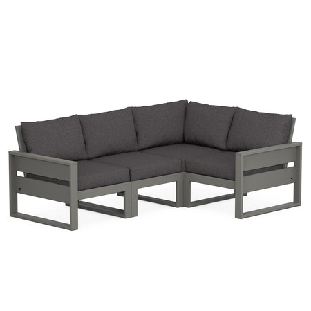 POLYWOOD Eastport 4- Piece Sectional in Stepping Stone / Ash Charcoal