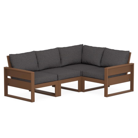 POLYWOOD Eastport 4- Piece Sectional in Tree House / Ash Charcoal