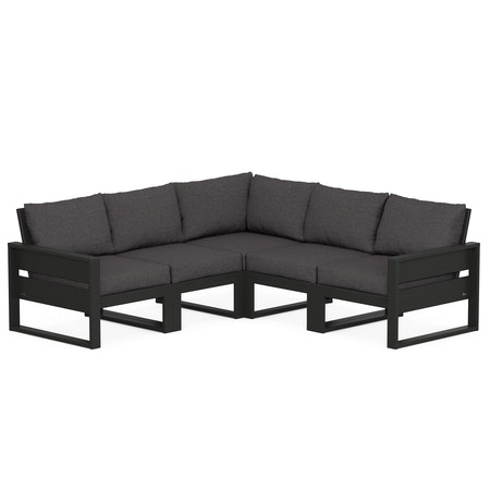 POLYWOOD Eastport 5-Piece Sectional in Charcoal Black / Ash Charcoal
