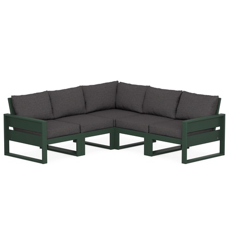 POLYWOOD Eastport 5-Piece Sectional in Rainforest Canopy / Ash Charcoal