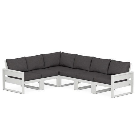 POLYWOOD Eastport 6-Piece Sectional in Classic White / Ash Charcoal