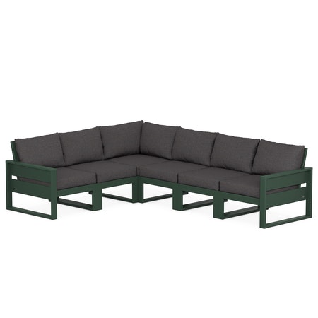 POLYWOOD Eastport 6-Piece Sectional in Rainforest Canopy / Ash Charcoal