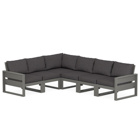 POLYWOOD Eastport 6-Piece Sectional in Stepping Stone / Ash Charcoal