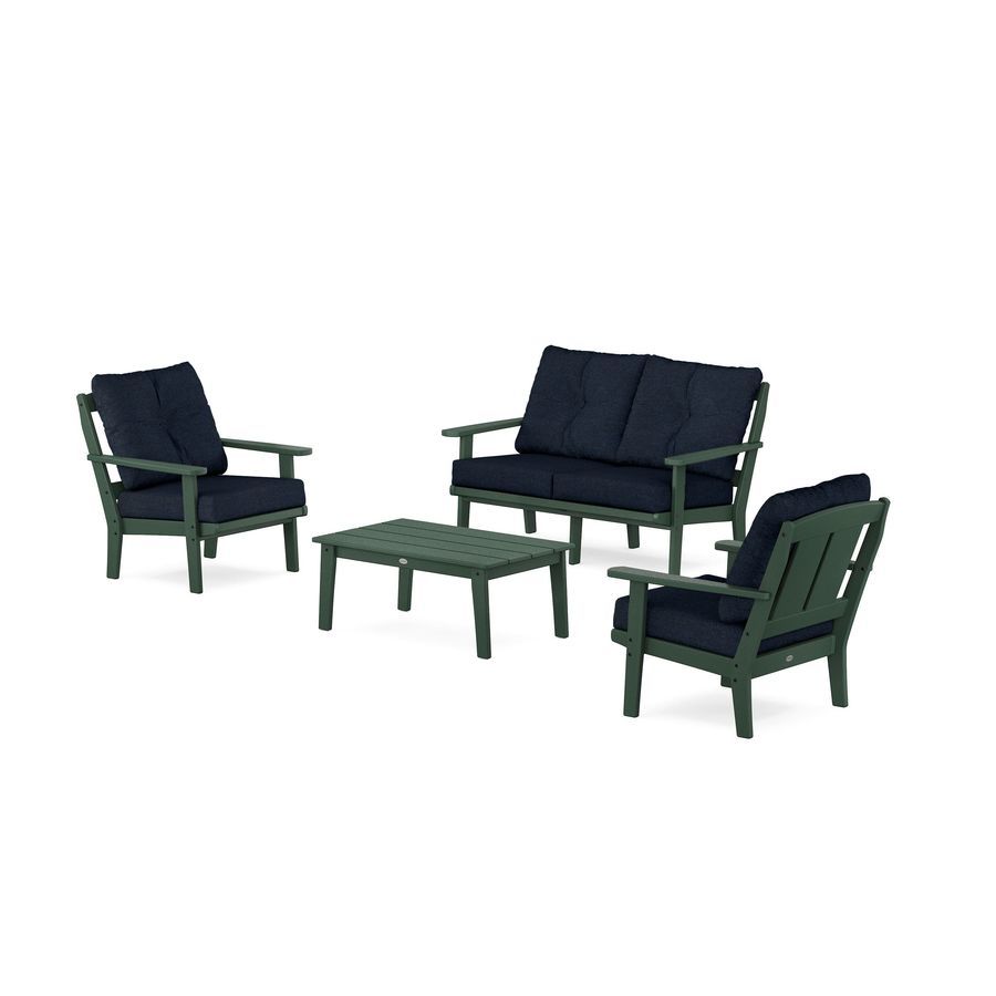 POLYWOOD Mission 4-Piece Deep Seating Set with Loveseat in Green / Marine Indigo