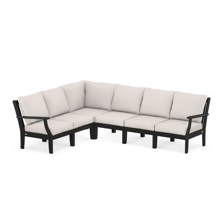 POLYWOOD Braxton Modular 6-Piece Deep Seating Set in Black / Dune Burlap