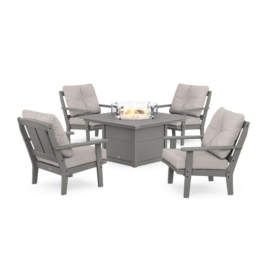 POLYWOOD Mission 5-Piece Deep Seating Set with Fire Pit Table