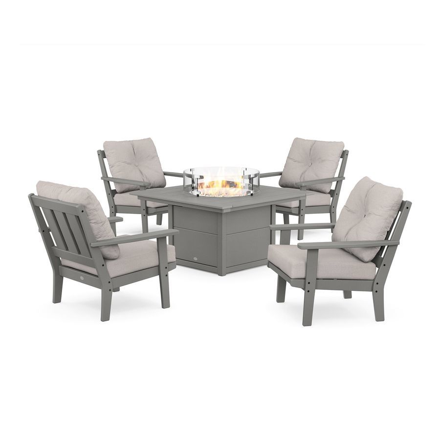 POLYWOOD Oxford 5-Piece Deep Seating Set with Fire Pit Table