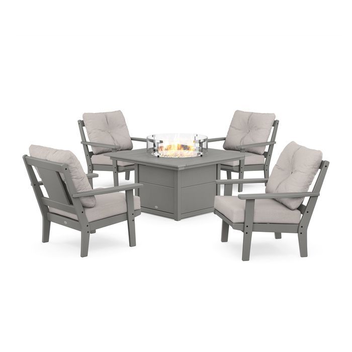 POLYWOOD Prairie 5-Piece Deep Seating Set with Fire Pit Table