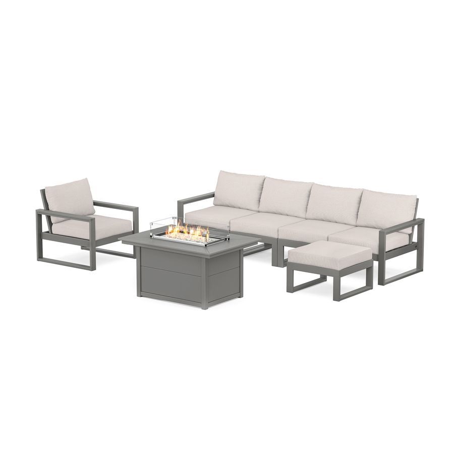 POLYWOOD EDGE Sectional Lounge and Fire Pit Set