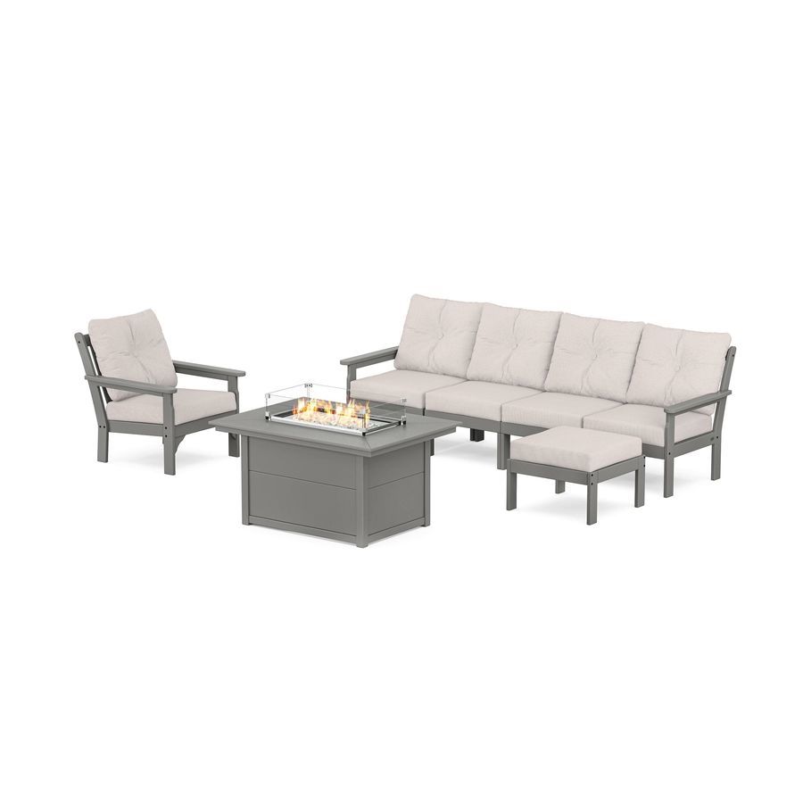 POLYWOOD Vineyard Sectional Lounge and Fire Pit Set