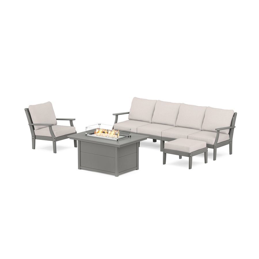 POLYWOOD Braxton Sectional Lounge and Fire Pit Set