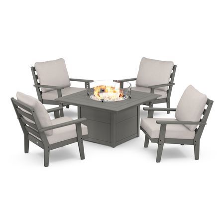 Grant Park 5-Piece Deep Seating Conversation Set with Fire Pit Table
